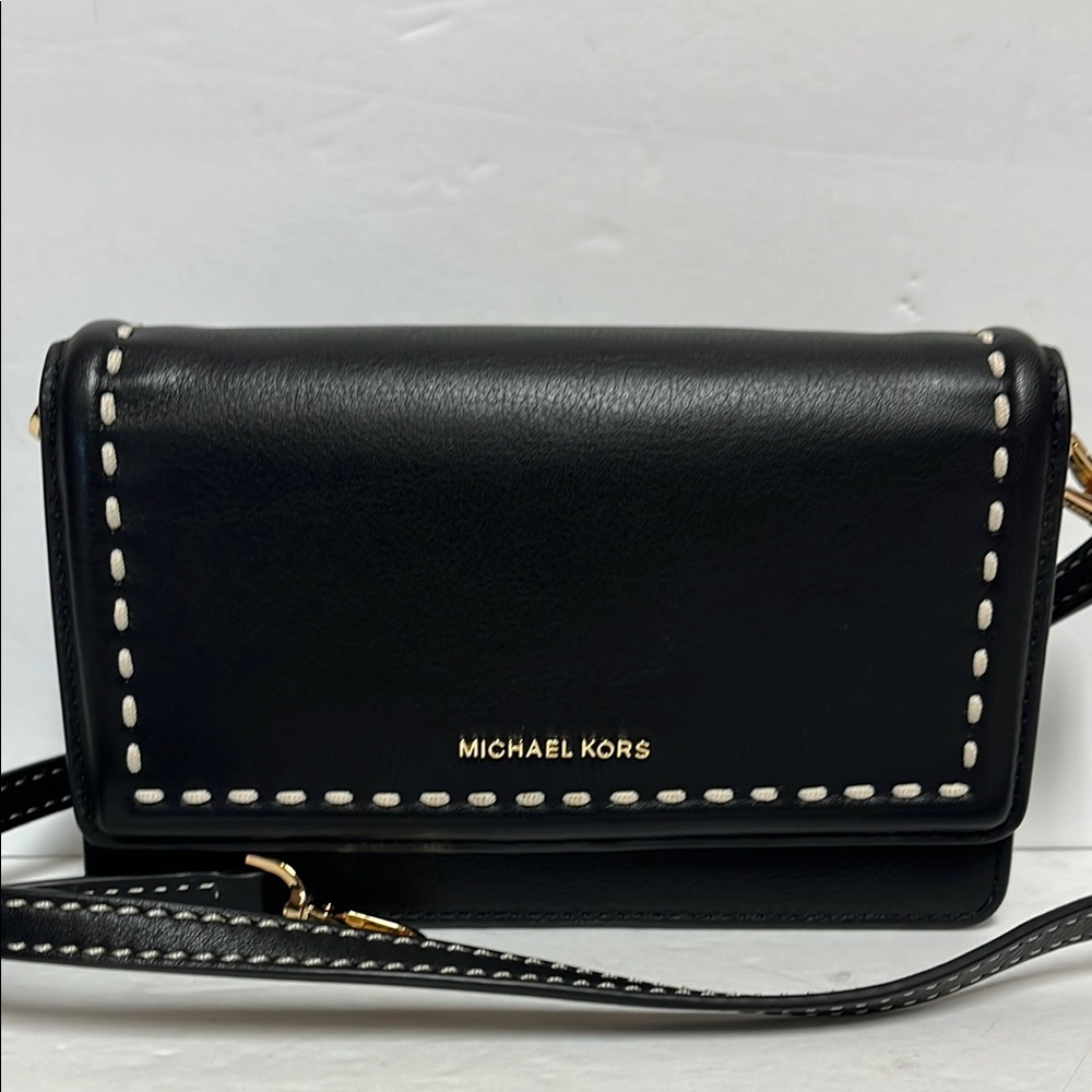 Michael Kors Black Crossbody Bag with Gold Hardware